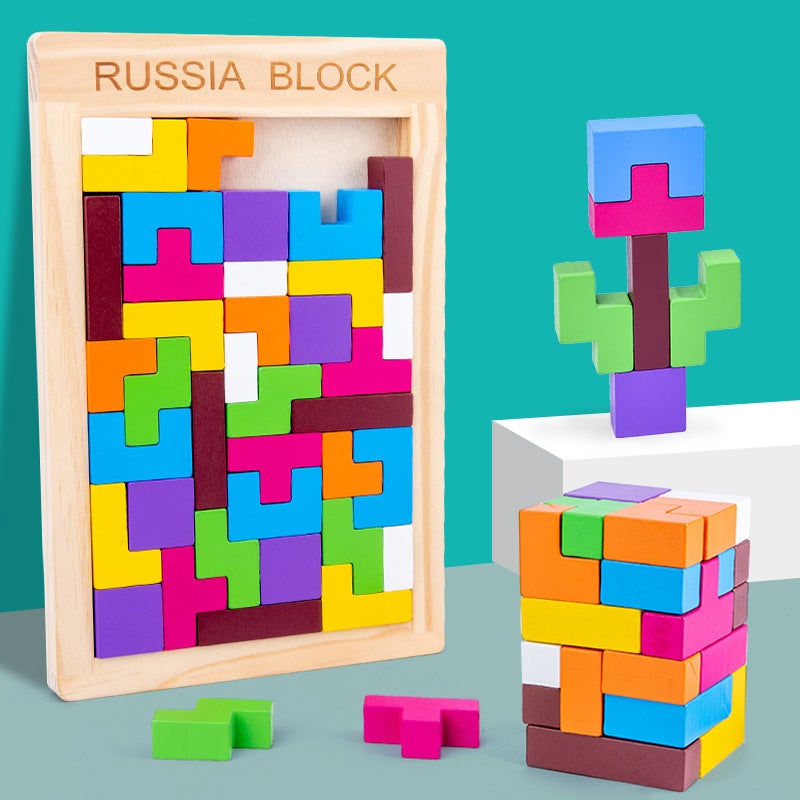 Tetris Wooden Puzzle Wooden Building Block Game Puzzle Children'S Educational Toys - Image 1